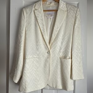 Mango Jacquard Cream Blazer
